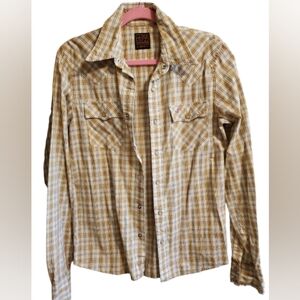 Hollister Vintage Mens Pearl Snap Western longsleeved Plaid Shirt size small